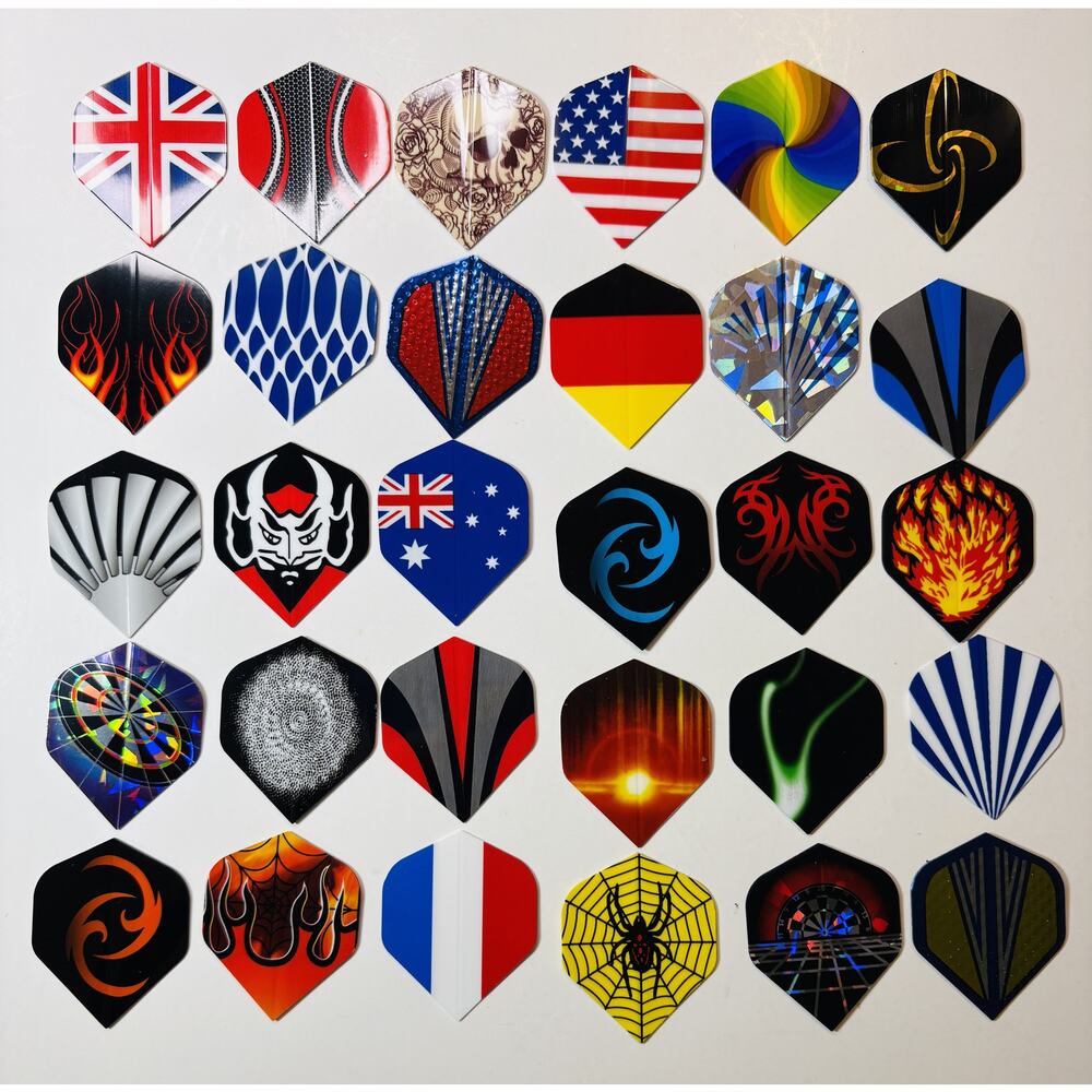 90 Dart Flight Tails – 30 Unique Designs – PVC – Fits Most Darts - vn